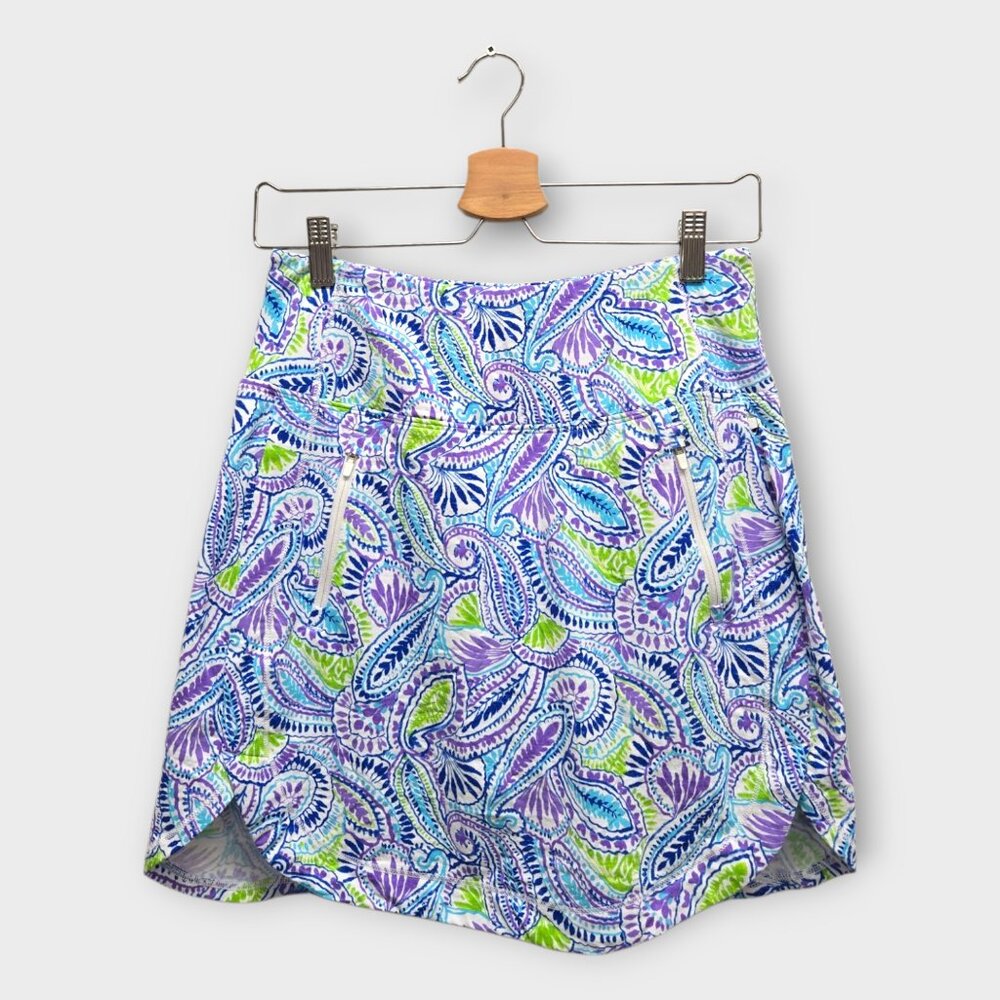 IBKUL Golf Women's Skort Paisley Print (Blue/Purple/White) - Small
